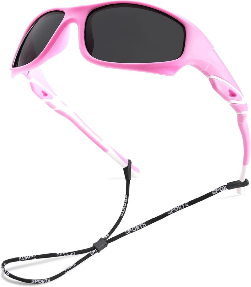 GLARDEFE Kids Youth Baseball Sunglasses – Unbreakable Flexible Polarized Sports Sunglasses with Strap for Boys Girls Age 4-12 - Image 1